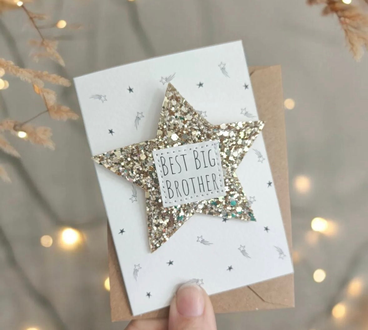 Sibling Glitter Badge Card
