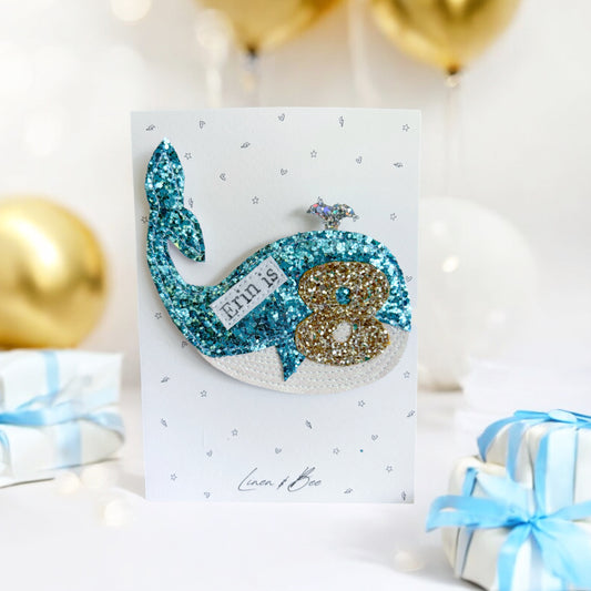 Whale Glitter Birthday Badge