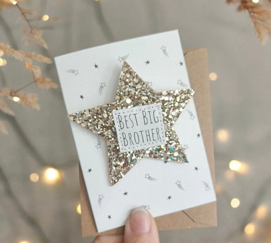 Sibling Glitter Badge Card