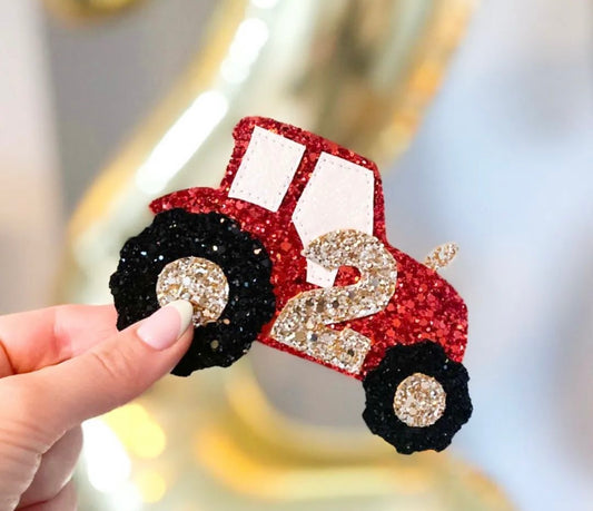 Tractor Glitter Birthday Badge